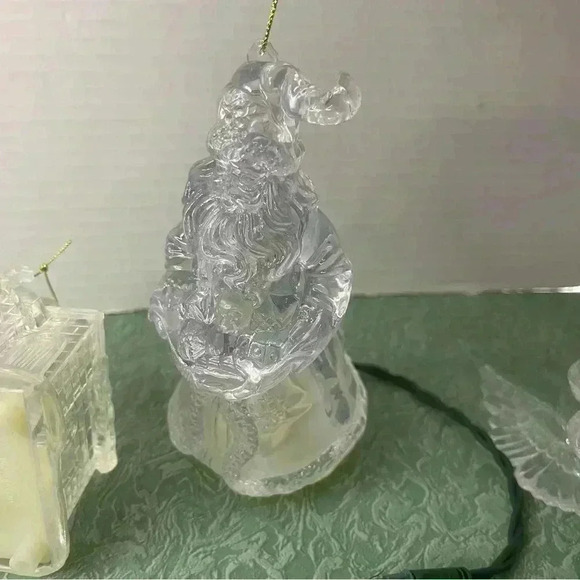 Set Of 4 Lighted Acrylic Light Up 4.5" Christmas Ornament Clear Ice Cube - Picture 4 of 7